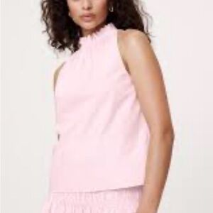 Banana Republic Cotton Poplin Ruche-Neck Top in Lilac Sea Size S NWT